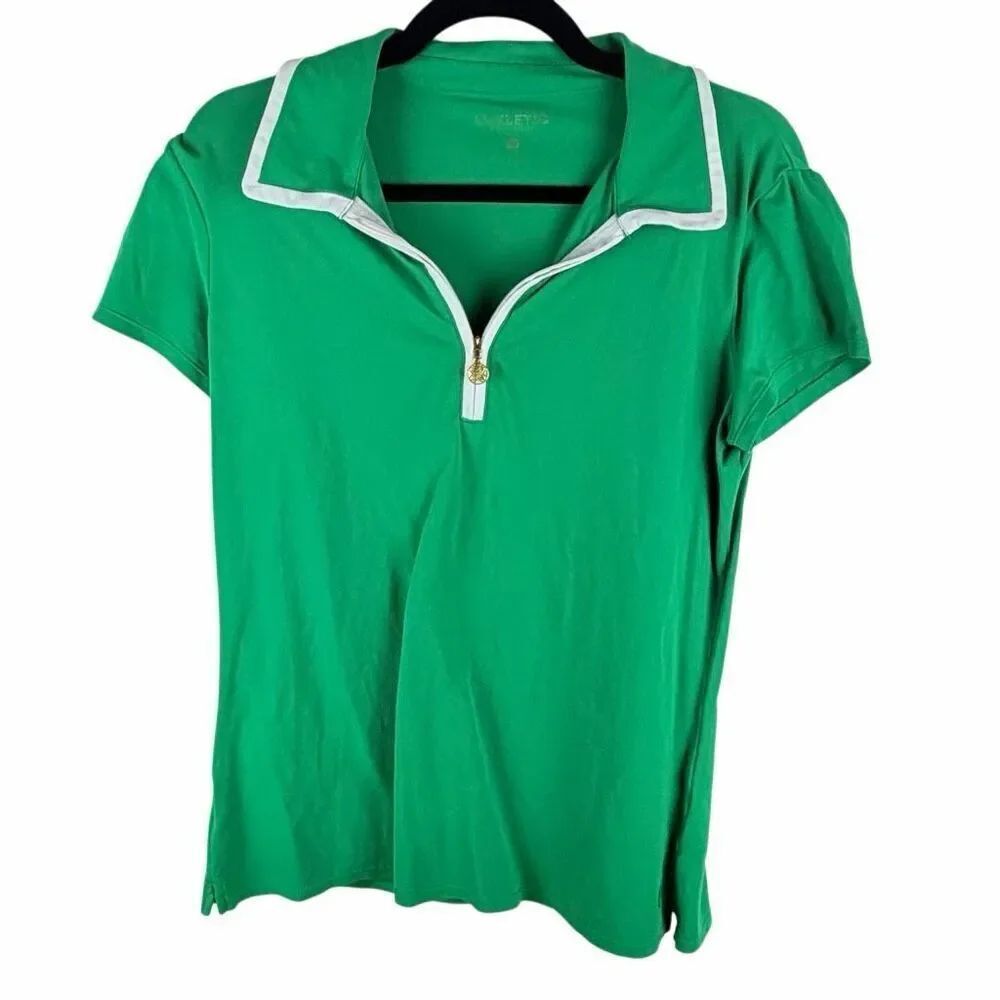 Lilly Pulitzer green polo with white trim- size M